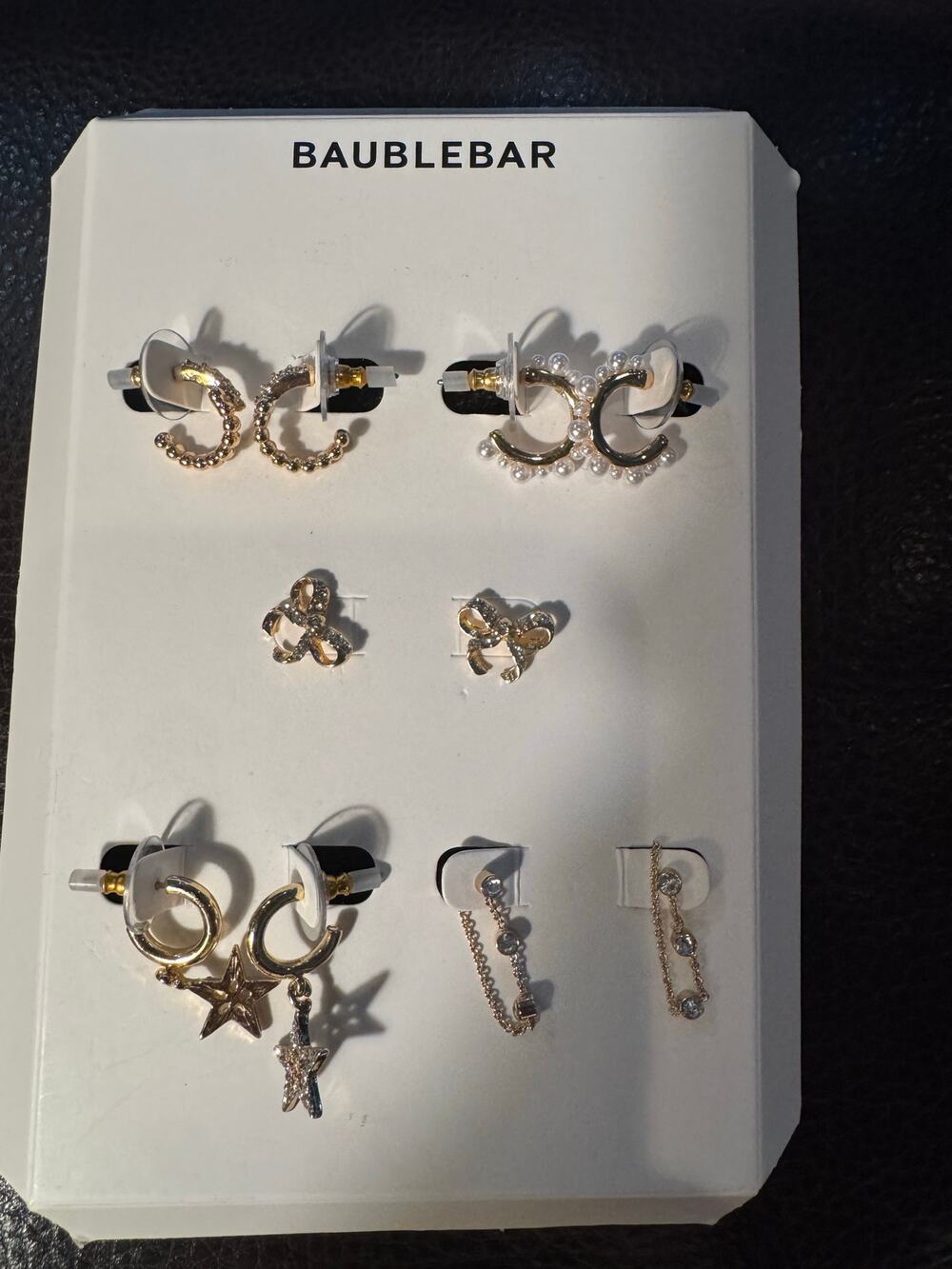 Stunning BaubleBar 5-Pair Gold-Plated Earring Set New